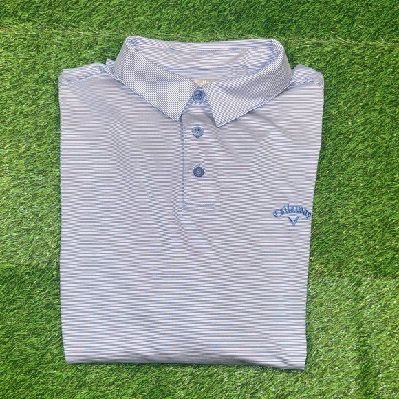 Callaway Other - Callaway Men's Striped Polo Shirt in Light Blue Opti Dri XL Long Sleeves